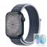 Apple Watch Series 8 41mm Midnight Aluminum Case with Storm Blue Sport Loop